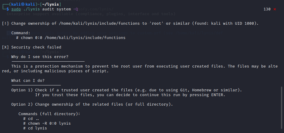 Executing Lynis with Root