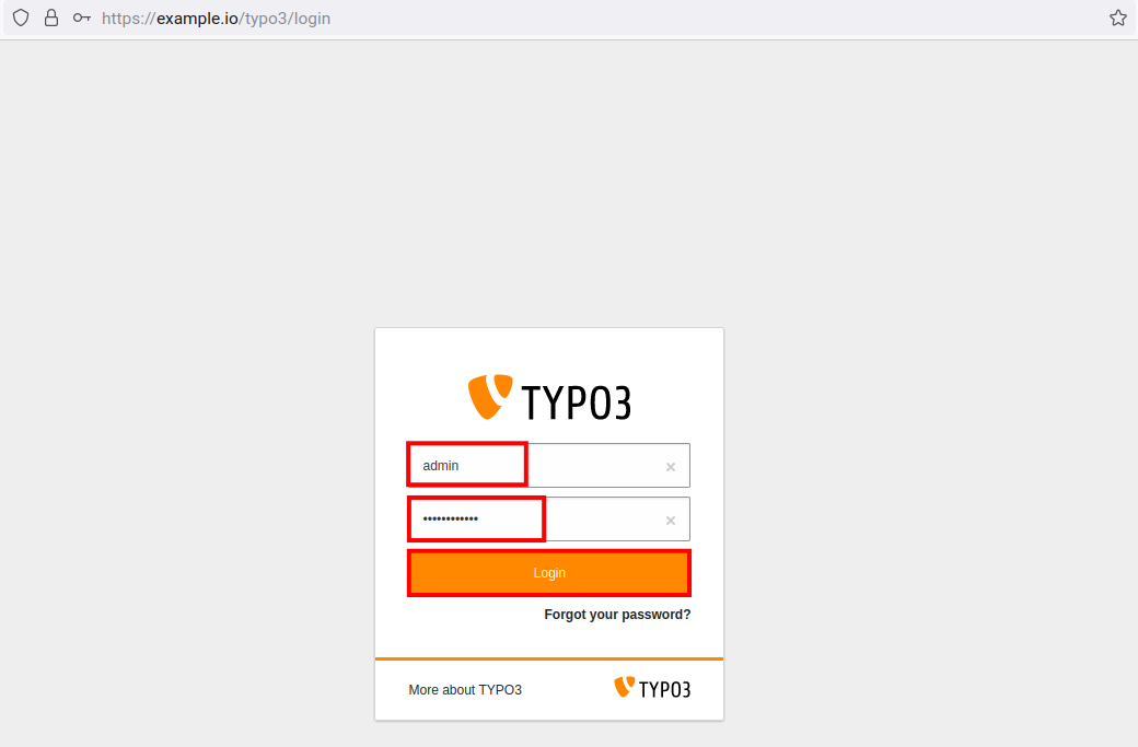 TYPO3 CMS Login Page