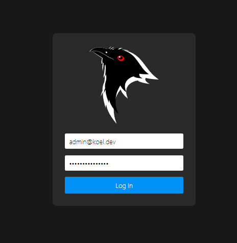 Koel Login Screen