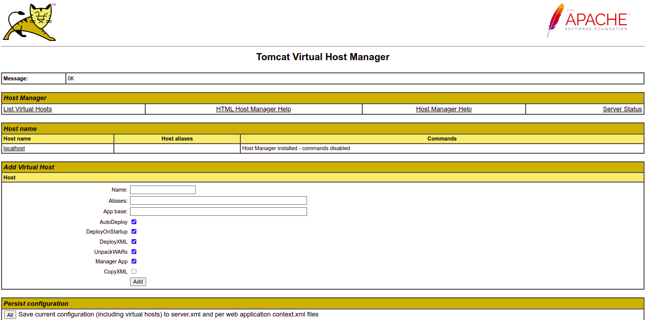 Tomcat Virtual Host Manager