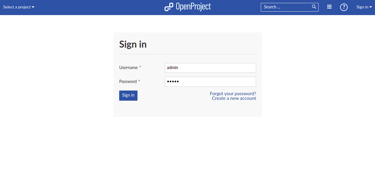 OpenProject Login