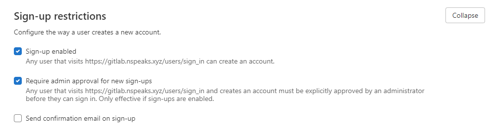 Gitlab Sign-up restrictions