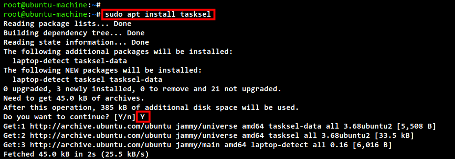 installing tasksel