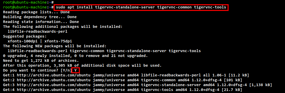 install tigervncserver