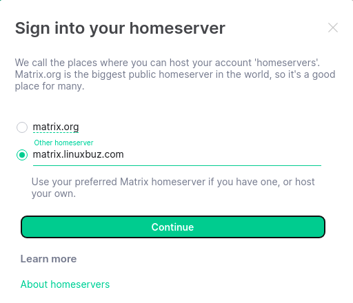 Matrix Server URL