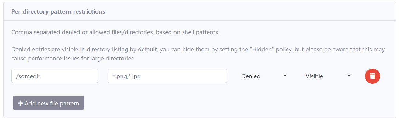 Per-directory pattern restrictions
