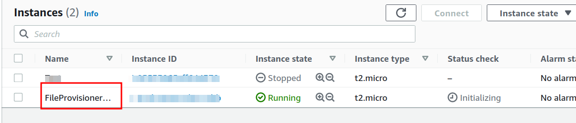 AWS EC2 console