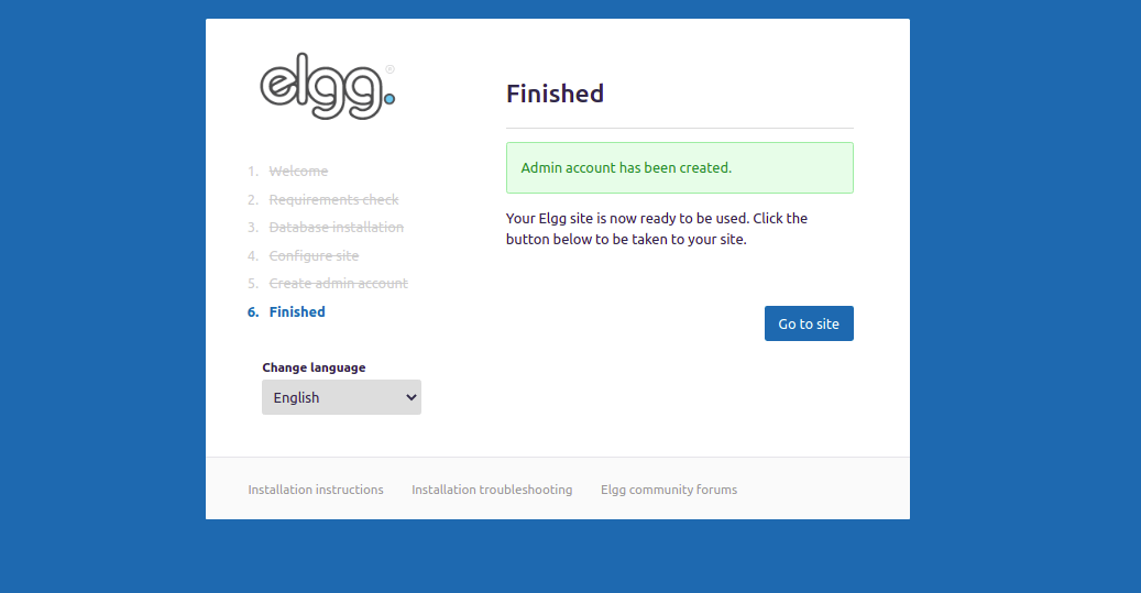 Elgg Installation Complete