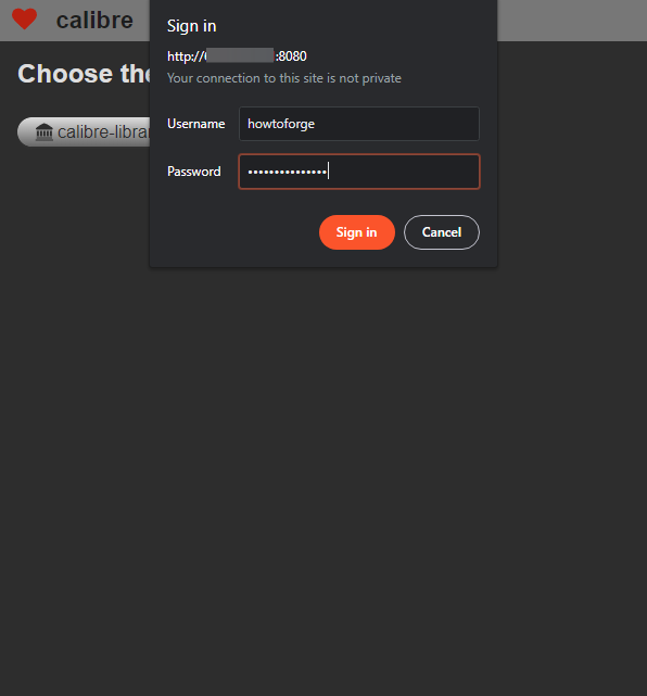 Calibre Server Authentication Prompt