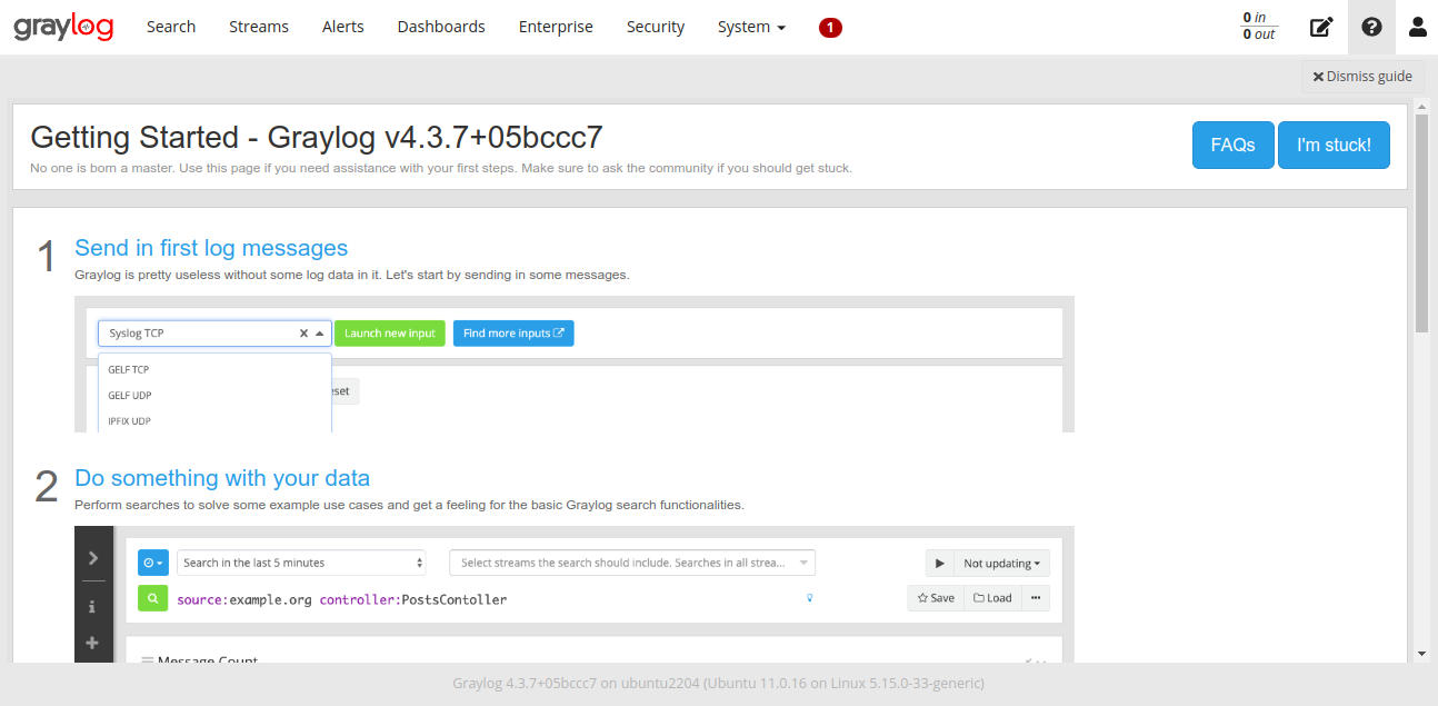 Graylog Dashboard