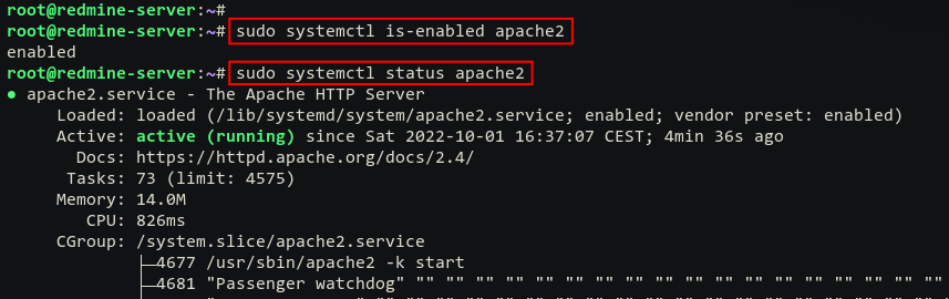 check apache2