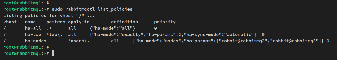 rabbitmq policies