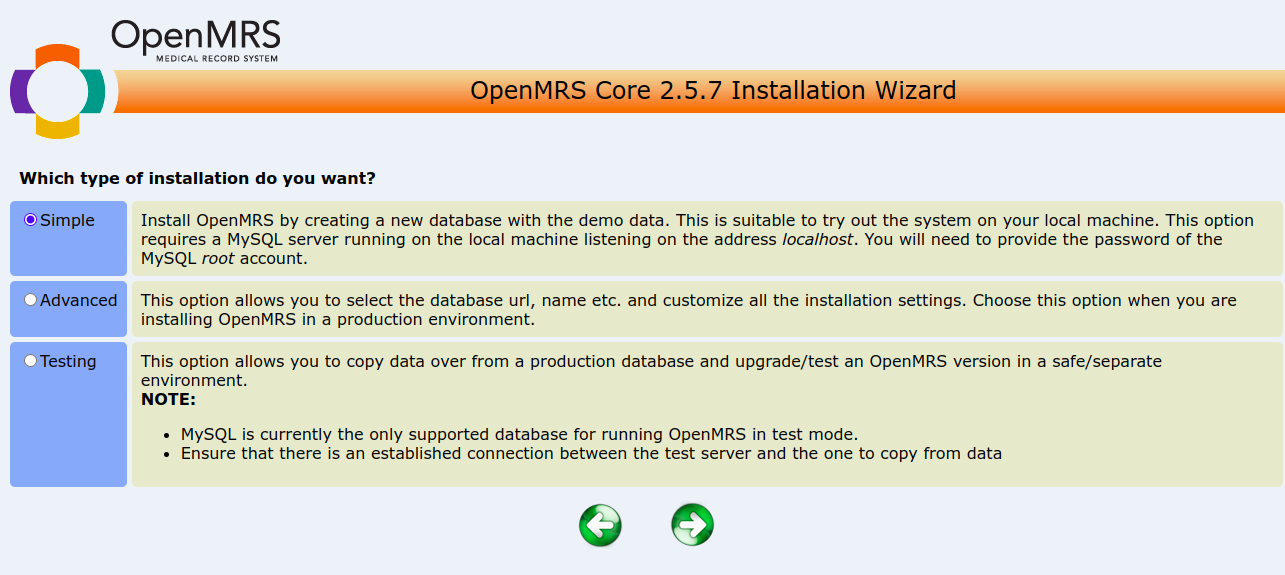 OpenMRS Installation Type