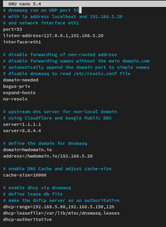 dnsmasq config