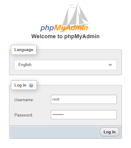 phpMyAdmin Login Page