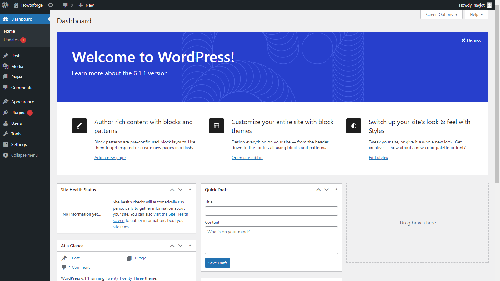 WordPress Dashboard