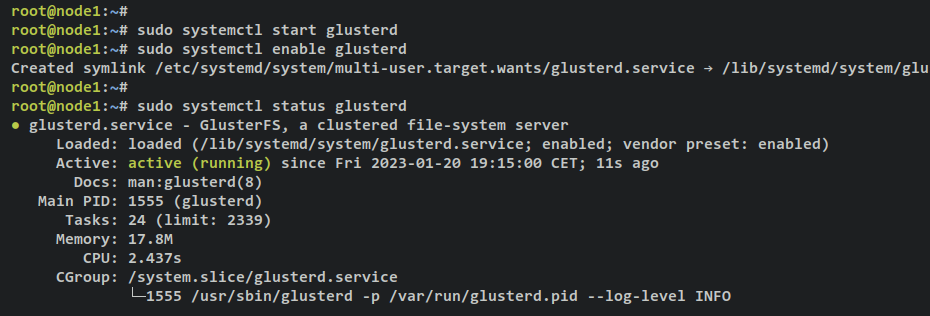 start verify glusterfs service