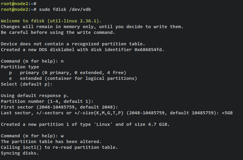 create partition fdisk