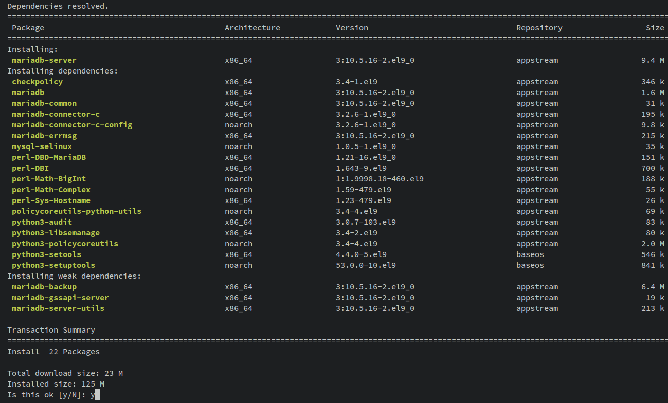 install mariadb