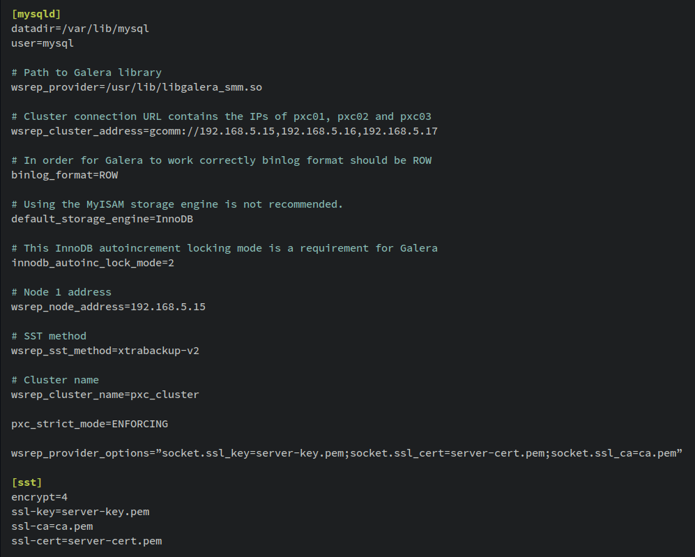 mysql config pxc01