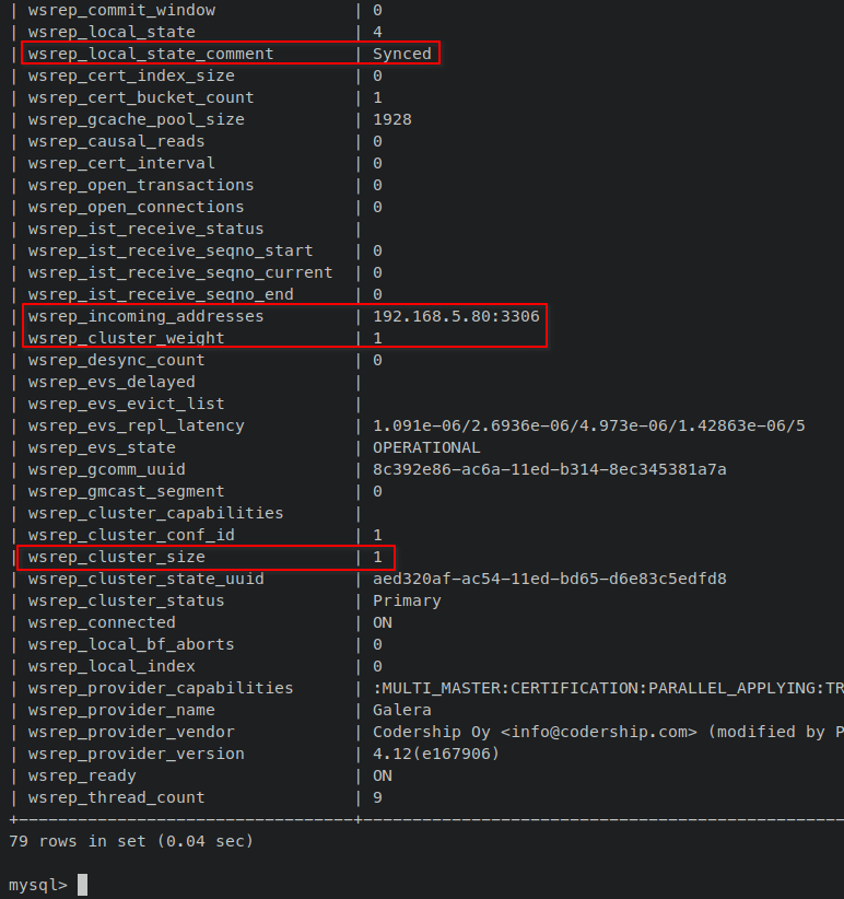 verify percona xtradb cluster