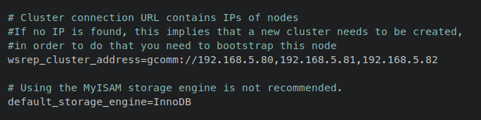 wsrep address and default db engine