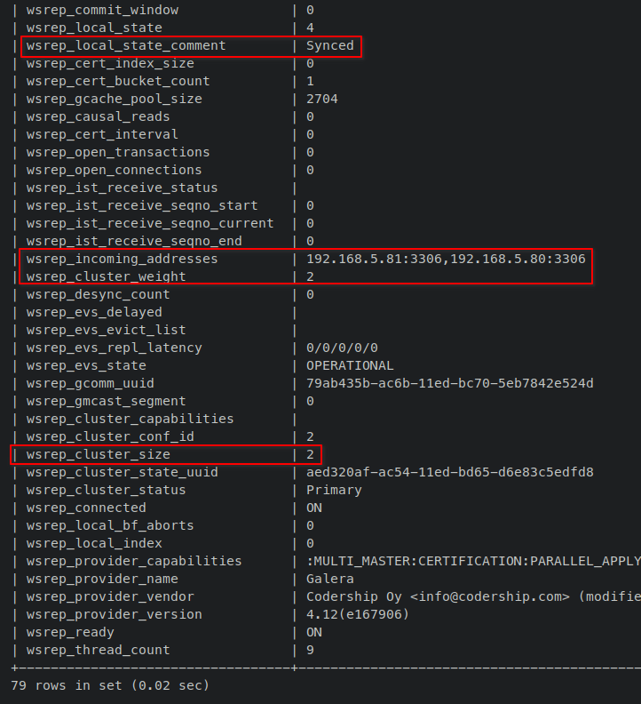 verify pxc cluster