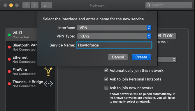 macOS Add New Network Service