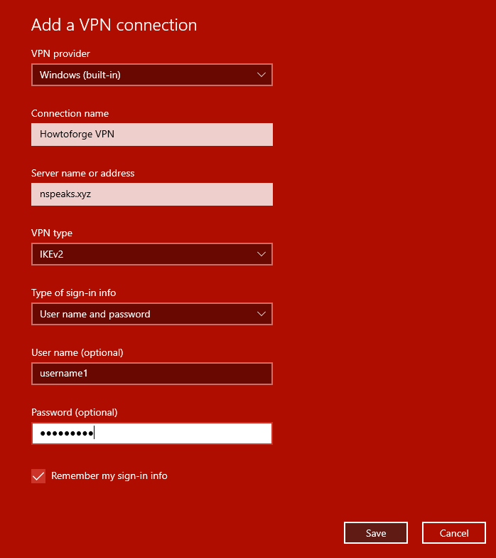 Windows VPN Configuration for strongSwan