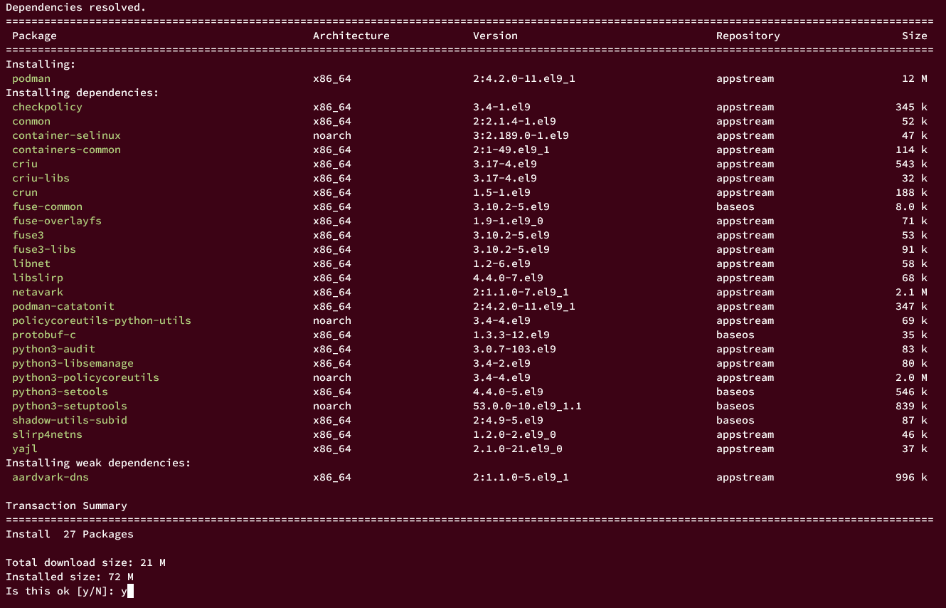 installing podman