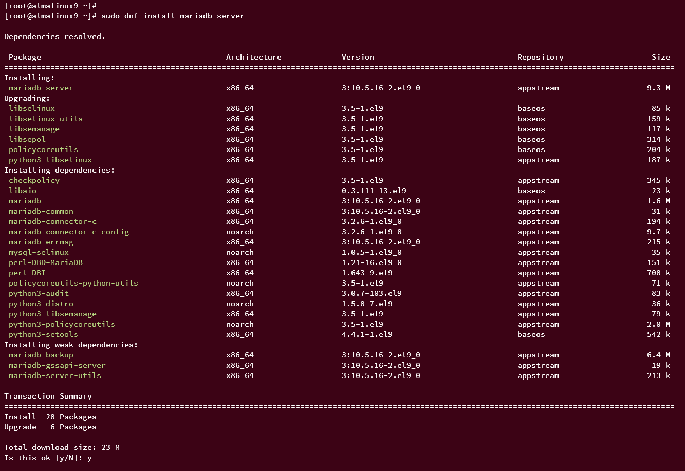 install mariadb