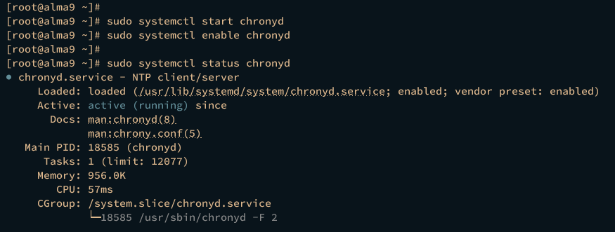 start enable verify chronyd