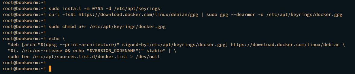 adding docker gpg key and repository