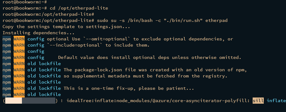 etherpad dependencies