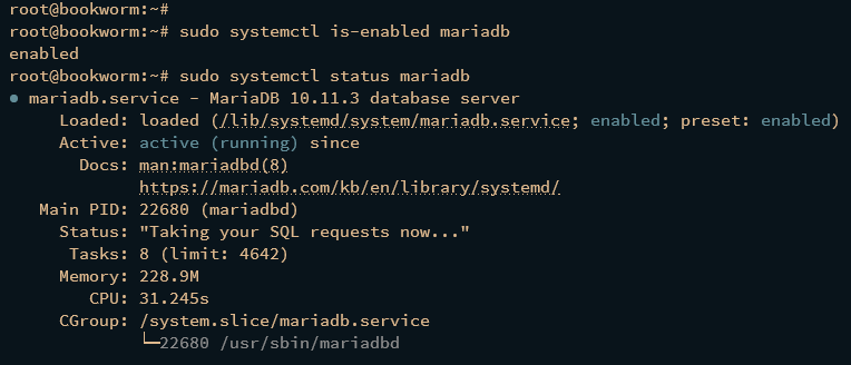 check mariadb