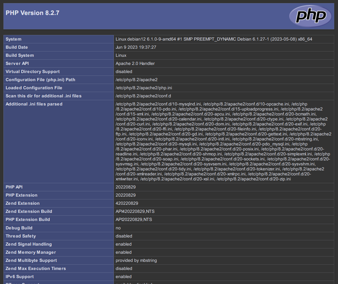 phpinfo