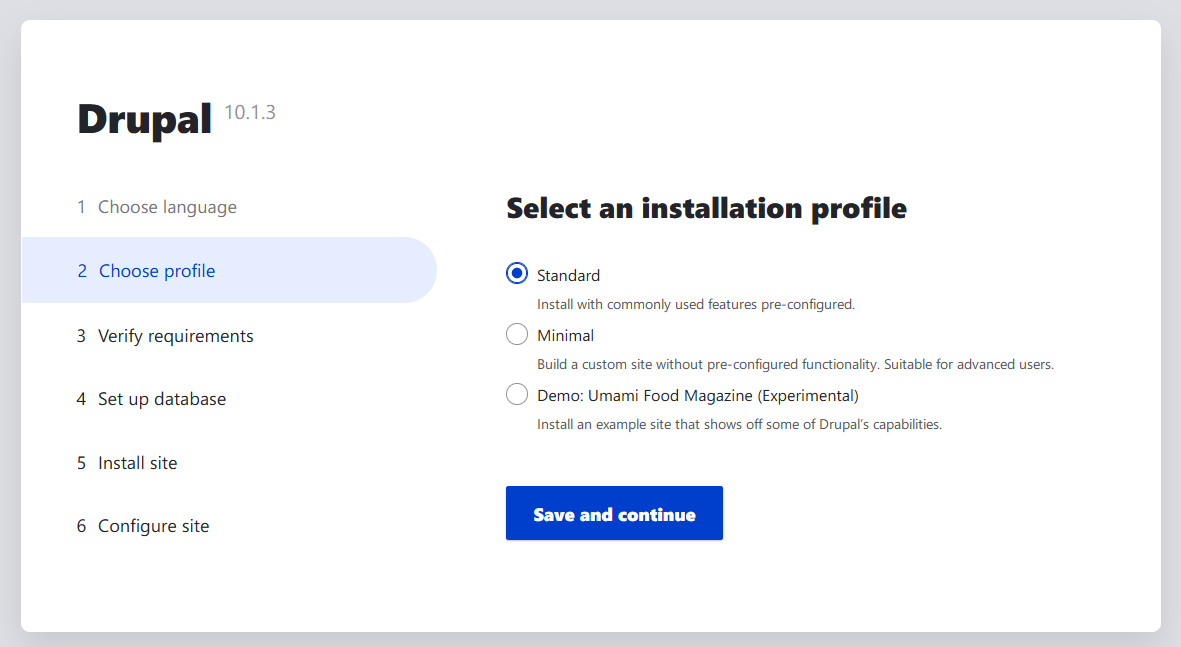 select installation profile