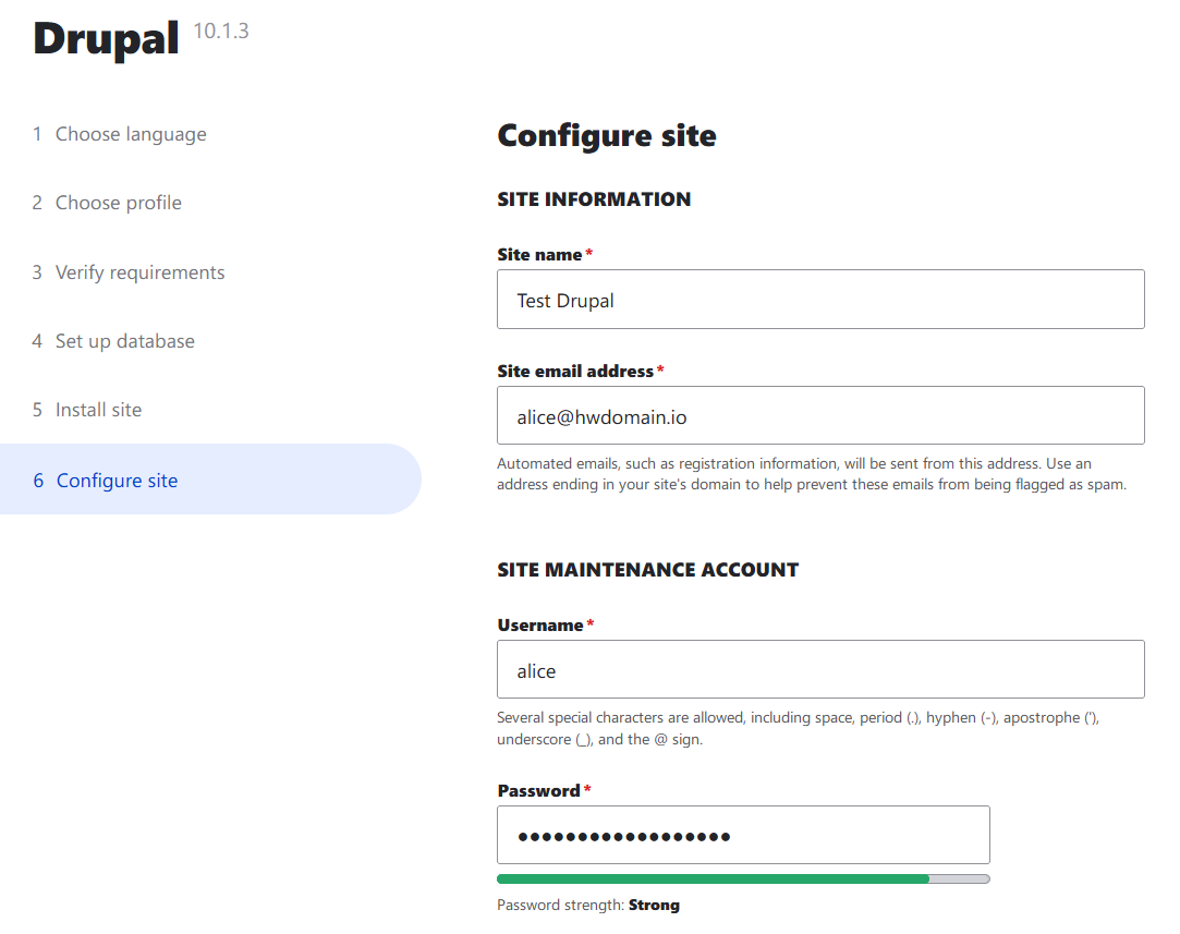 site configuration