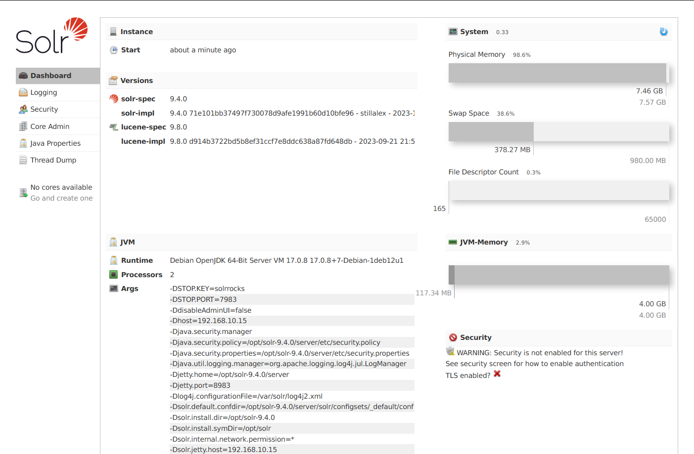 solr dashboard