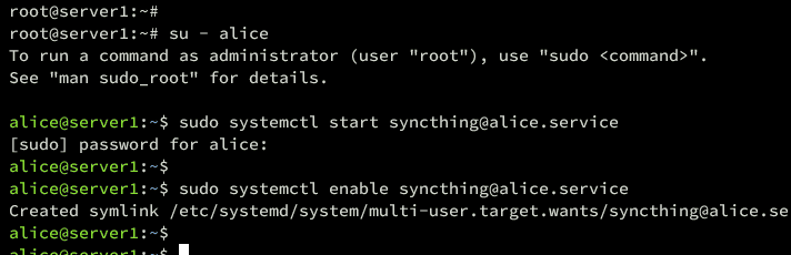 start enable syncthing