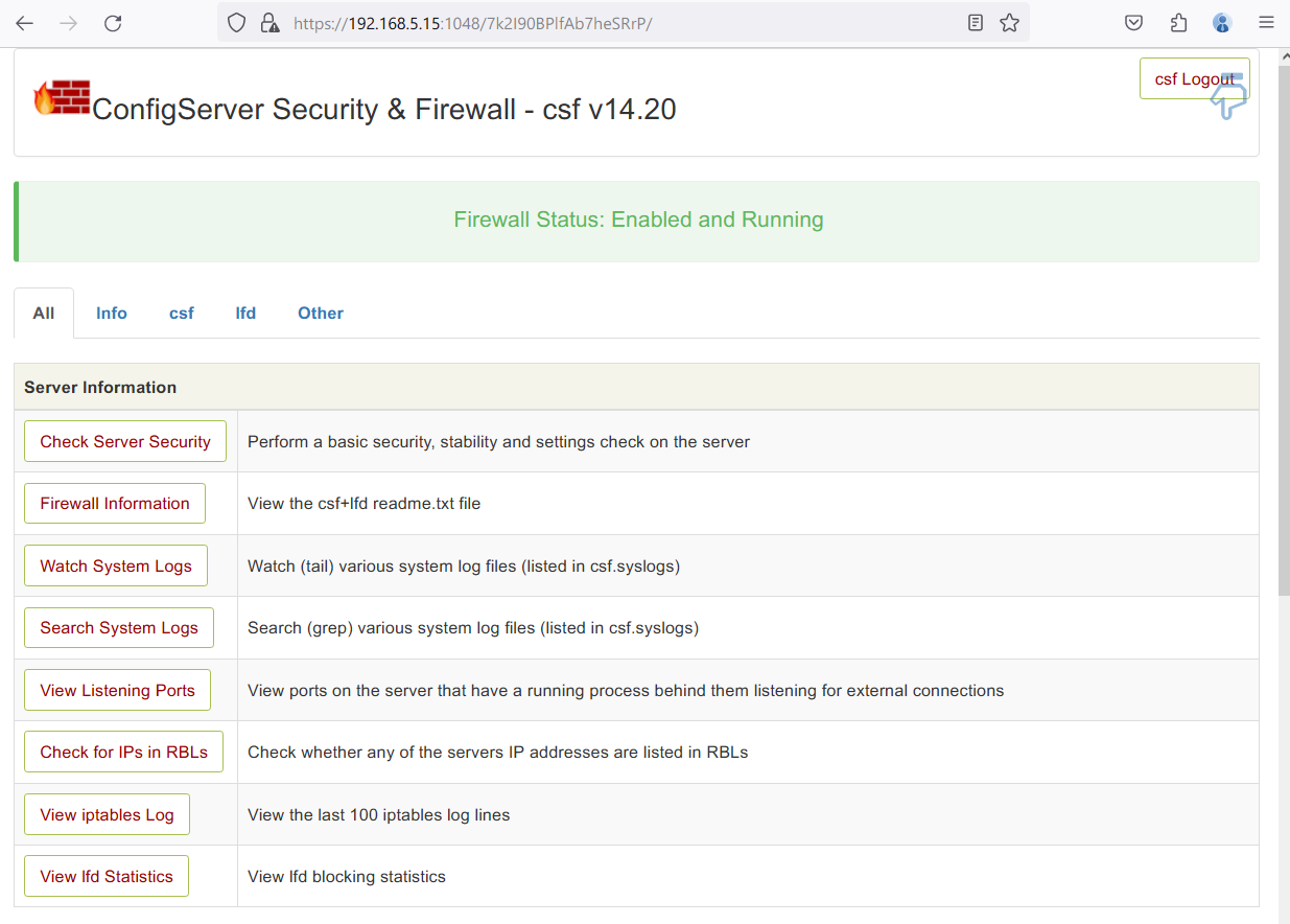 csf dashboard