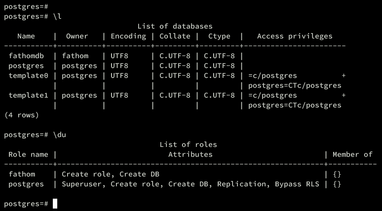 check database user