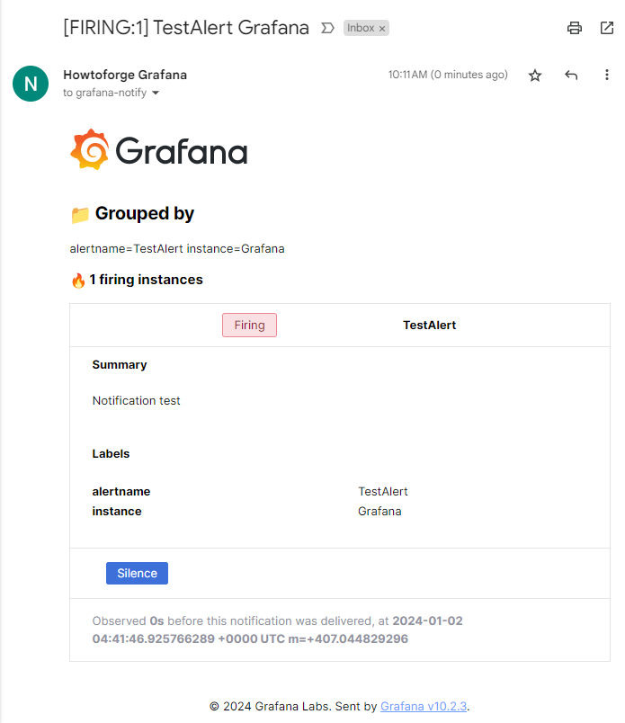 Grafana Test Email