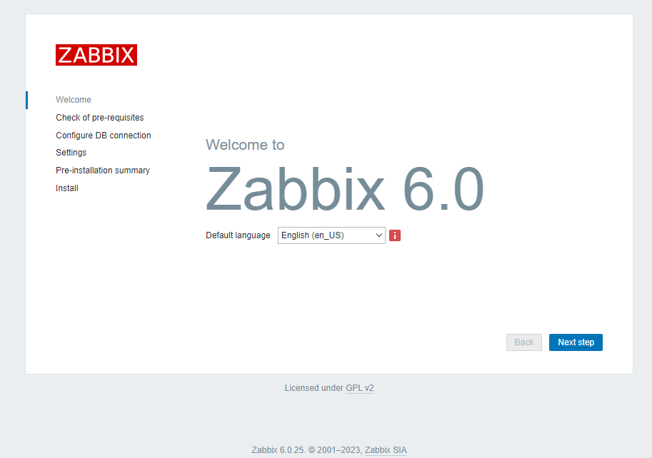 Zabbix Web Installer Home