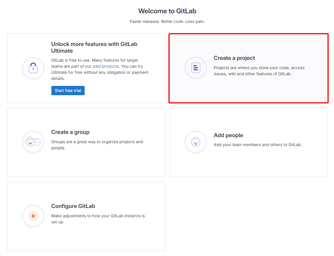 GitLab Create a Project Section