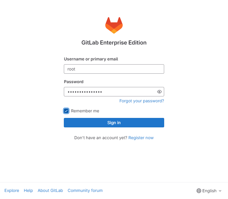 GitLab EE Login Screen