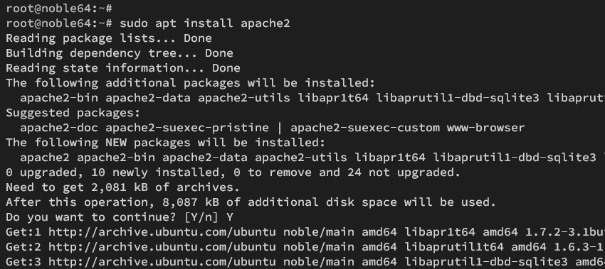 install apache2