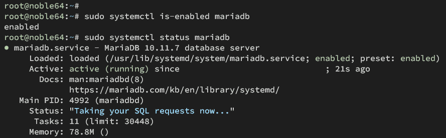 install mariadb service