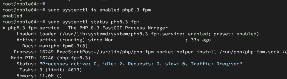 check php-fpm service