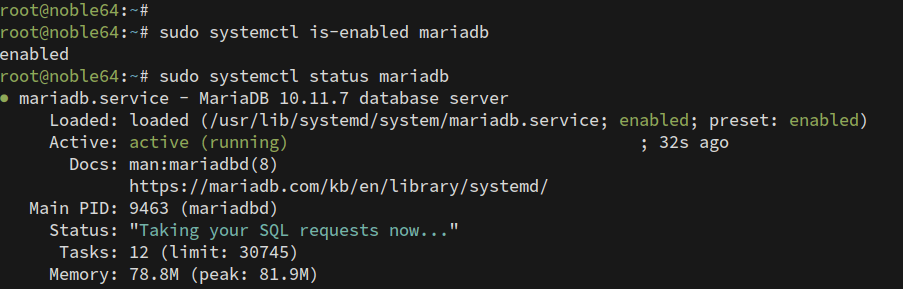 check mariadb